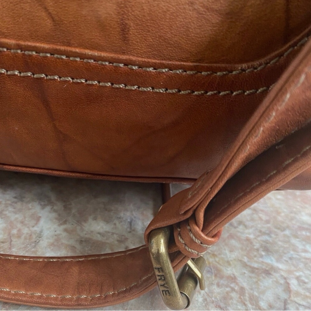FRYE Melissa Cognac Distresses Leather Satchel - Picture 8 of 12